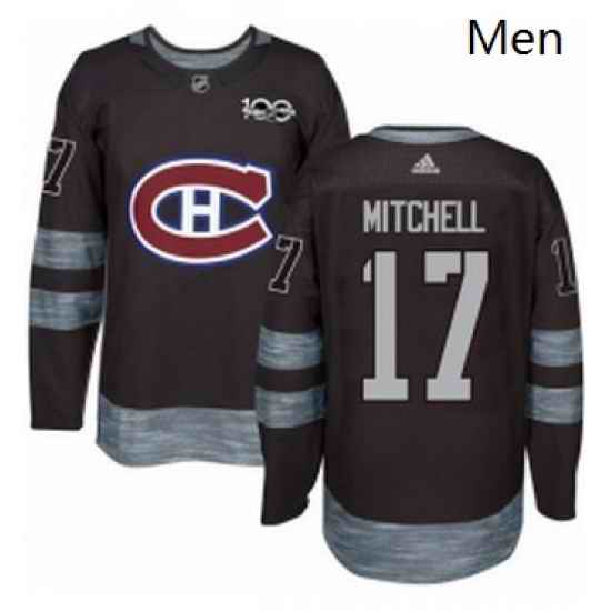 Mens Adidas Montreal Canadiens 17 Torrey Mitchell Authentic Black 1917 2017 100th Anniversary NHL Jersey